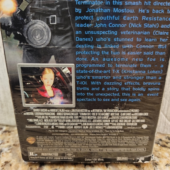 Terminator 3: Rise of the Machines VHS Rated R Arnold Schwarzenegger Action Film - Picture 7 of 7
